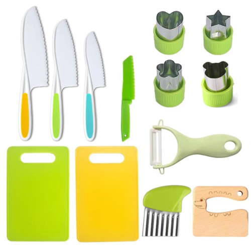 Kids Knife Set for Real Cooking, 13 Pcs Kid Kitchen Knife Set, Kitchen Tools for Toddlers Kids 3-10 Years Old Girl Boy Birthday Gifts