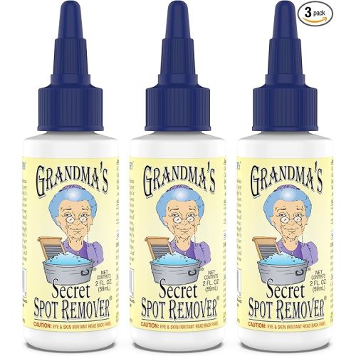 Grandma's Secret Spot Remover Laundry Spray - Chlorine, Bleach and Toxin-Free Fabric Stain Remover for Clothes - Removes Oil, Paint, Blood and Pet Stains - 2 Oz, 3 Pack
