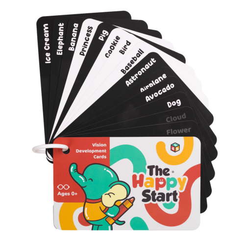 The Happy Start Award-Winning High Contrast Vision Flash Cards, 23 Count, 1 Pack (English)