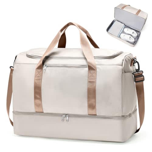 Extra Large Travel Duffel Bag, Carry-On Weekender Bags for Women Travel | Overnight Weekend Bag with Shoes Compartment for Travel Business Trips Sport Hospital