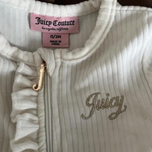 Juicy Couture Soft White Onsie with J zipper and...