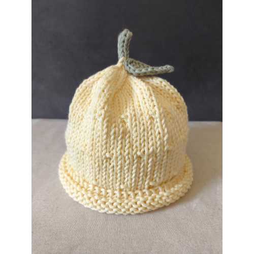 Handknit cotton fruit lemon hat for baby size 0-6/6-12/12-18months