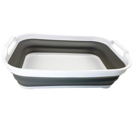 SAMMART Collapsible Wash-tub - Portable Washing Basin 8.8L (2.3 Gallon), White/Grey, Size L