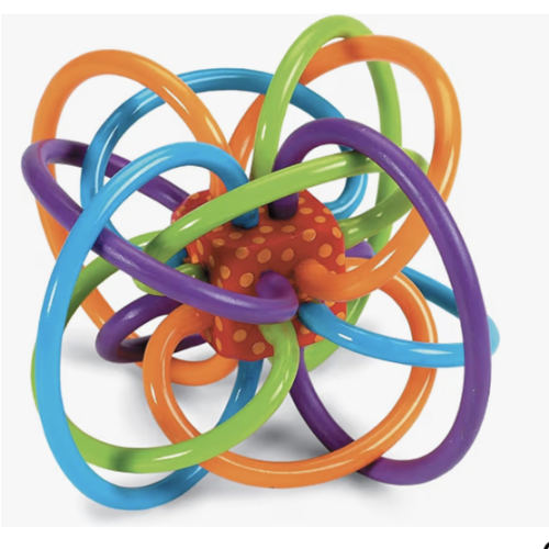 Amazon.com: Manhattan Toy Winkel Rattle & Sensory Teether Toy, Blue/Green/Orange, 5 Inch x 4 Inch x 3.5 Inch