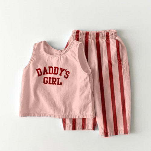 DADDY&#x27;S GIRL Baby 2-Piece Vertical Striped Set