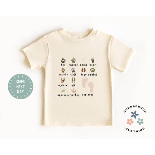 Adventure Kids Shirt - Explorer Hunting Kids Tee - Wild Animal Tracks - Outdoor Lover - Camping - Nature - Mountains - Natural Kids Shirt