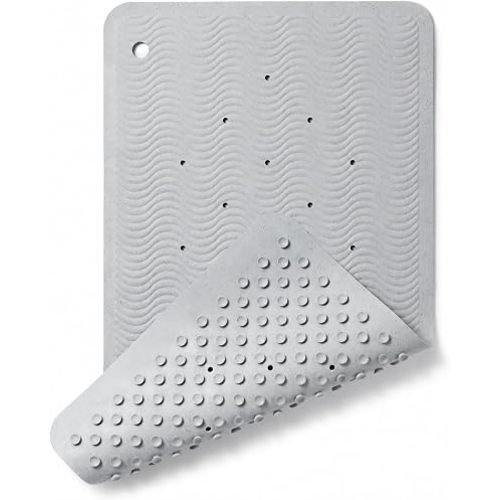 HEVEA Natural Rubber Wave Bath Mat – Long 28 × 16 in - Non-Slip Shower & Bathtub Mat with 388 Suction Cups, Plastic-Free & Biodegradable (Granite)