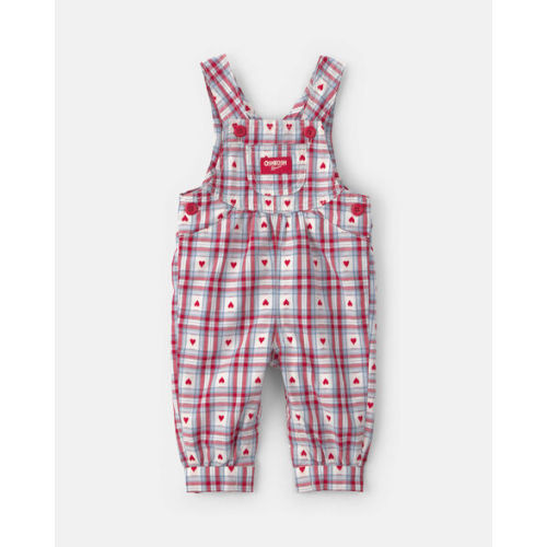 Baby Girl Heart Valentine's Day Woven Overalls - White/Red/Blue - OshKosh B'gosh | Carter's