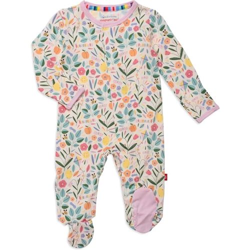 Magnetic Me Girls Modal Magnetic Baby Footie Pajamas | Silky Soft Modal Fabric | Baby Sleepers Available Sizes PRE - 24M