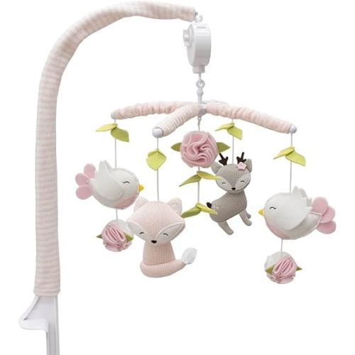 Living Textiles Baby Musical Mobile - Ava Birds | Crib Toy, Knitted Woodland Characters, Nursery Decor, Calming Soother with 12 Lullabies Essential and Perfect Toy for Boys Girls