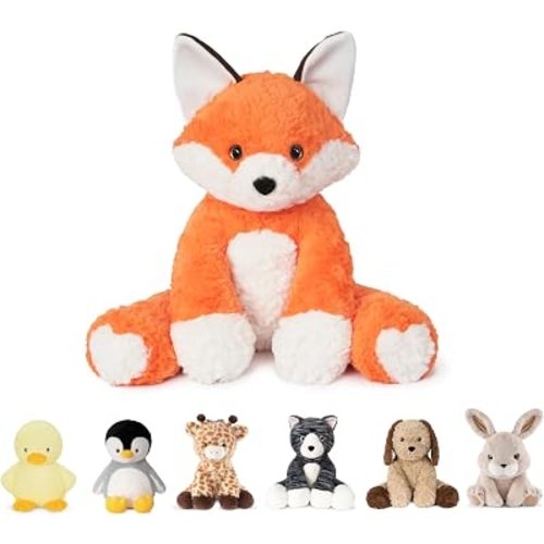 Niuniu Daddy 14" | 3.5 Pound Weighted Fox Stuffed Animal, Heavy Weighted Plushies Fox for Kids Adults, Heavy Calming Body Pillow for Sleeping, Sensory Sitting Lap Pad Toy Huggable Gift for Holiday