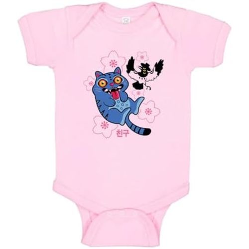 Silly Blue Cat and Crow Baby Infant Bodysuit