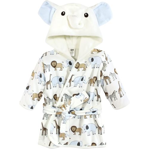 Hudson Baby unisex-baby Cotton Rich Bathrobe - Cream Elephant Safari
