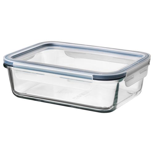 IKEA 365+ Food container with lid - rectangular glass/plastic 34 oz