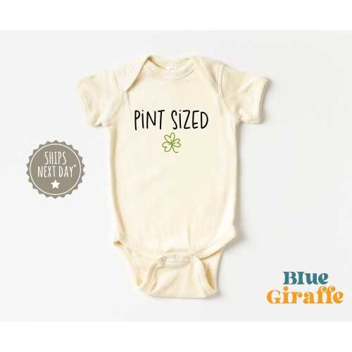 Retro Pint Sized Baby Onesie® - Minimalist St Patrick's Day Bodysuit - Natural Irish Baby Onesie®