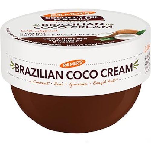 Palmer's Coconut Oil Formula Brazilian Coco Cream with Vitamin E, 8.8 Fl Oz, Whipped Bum, Bust & Body Cream, Helps with Skin Tightening & Firming