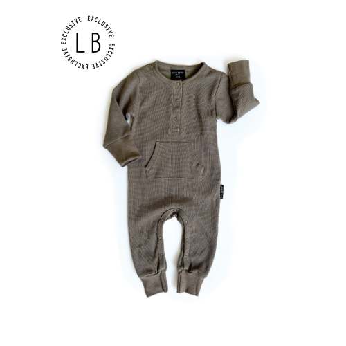 Waffle Romper - Mushroom size 3-6 mo
