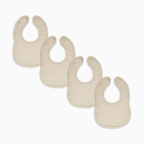 Comfy Cubs Muslin Bibs with Adjustable Snaps (4 Pack) - Sand, 4