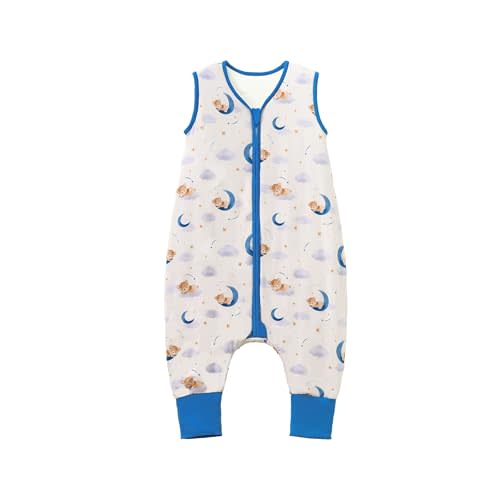 Baby/Toddler Sleep Sack with Legs, Rayon from Bamboo 95% + 5% Spandex, 1.0 TOG, 2‑Way Zipper Sleeping Bag, Walker‑Friendly 18-36M
