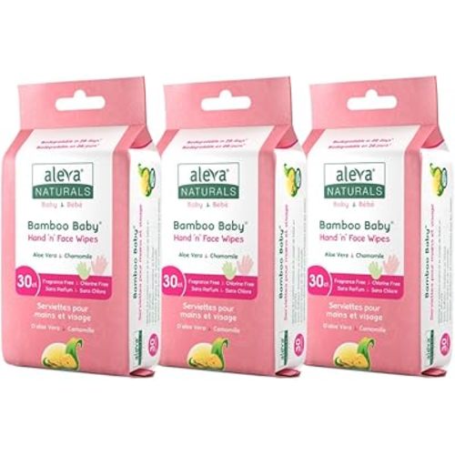 Aleva Naturals Bamboo Baby Hand and Face Wipes - Natural and Organic Ingredients, Cleans and Moisturizes, Extra Strong, and Ultra Soft - Value Pack- 30ct X 3 = 90 Count