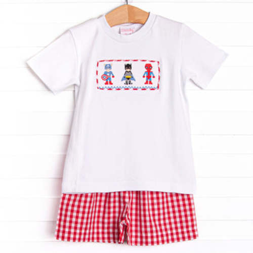 Stitchy Fish - "Save the Day Supers" Smocked Short Set