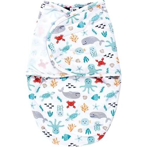 Hudson Baby Infant Boy Plush Faux Fur Swaddle Wrap, Sea Characters, 0-3 Months
