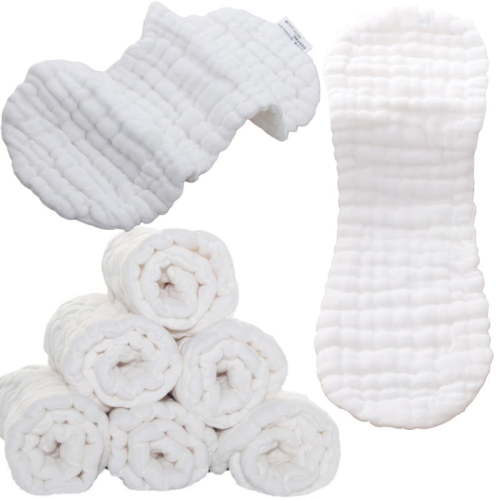 10 Pack Cotton Gauze Reusable Baby Diaper, Leakproof High Absorbency Washable Cloth Diaper for Newborns-Toddlers 0-24 Months