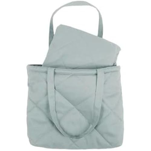 Snuggle Me® 2-in-1 Baby Play Mat - 100% Organic Cotton Baby Mat for Floor Play, Quilted, Foldable Playmat with Matching Tote Bag Included, Safety Certified & Machine Washable (37" x 37") - Slate