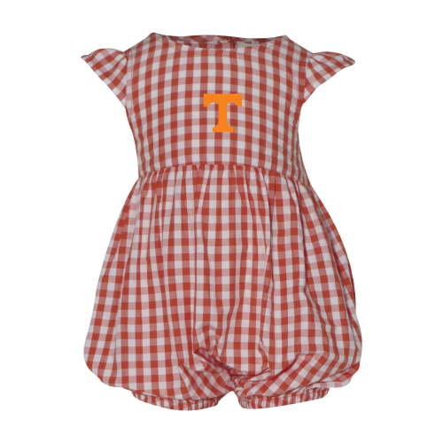 Girl's Infant Garb Tennessee Orange Tennessee Volunteers Cara Gingham Ruffled Bodysuit