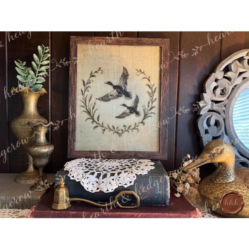 Mallard Duck Faux Cross Stitch Artwork | Framed Duck Print | Handmade by Hearth & Hedgerow | 8x10