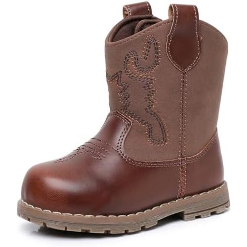 Apakowa Baby & Toddler Cowboy Boots for Boys Girls Infant Baby Cowboy Cowgirl Western Boots Round Toe All Seasons 6-36 Months (Infant/Toddler)
