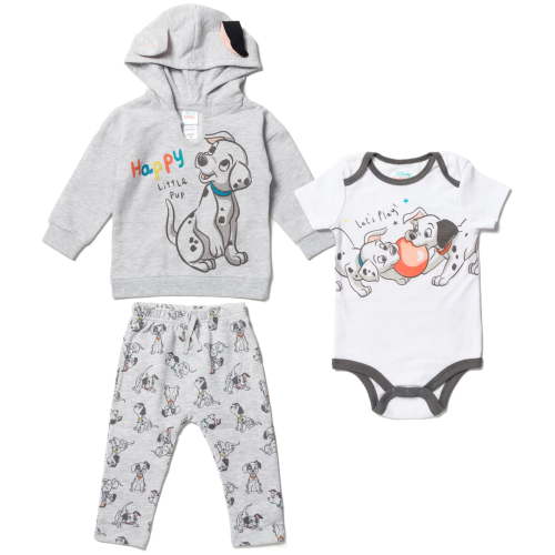 Disney Classics Patch Newborn Baby Boy or Girl Fleece Pullover Hoodie Bodysuit and Pants 3 Piece Outfit Set Newborn to Infant