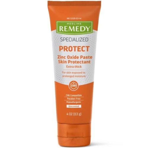 Medline Remedy Specialized Protect Zinc Oxide Paste Skin Protectant 4 oz Tube (Pack of 2 Tubes)