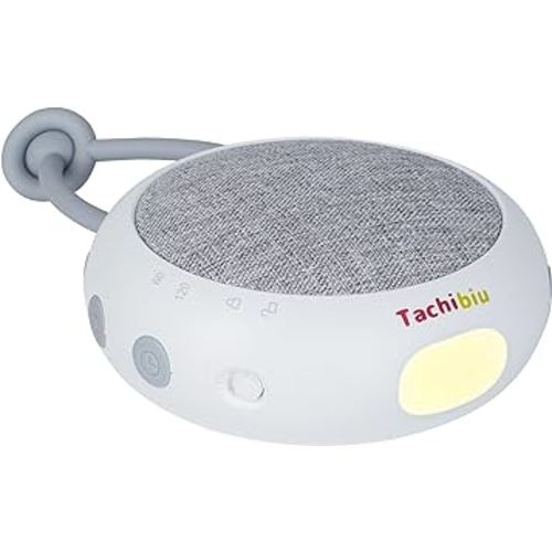 Portable White Noise Machine for Baby with Night Light - Wireless Sleep Sound Machine with 10 Soothing Sounds, Soft Amber Light, Auto-Off Timer, Volume Control, 30hr Rechargeable Battery
