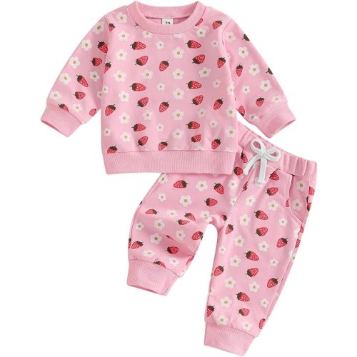 Mubineo Toddler Baby Girl Clothes Cute Long Sleeve Sweatshirt Sweatpant Outfits Fall Winter Tops Pant Outfit Sweatsuit