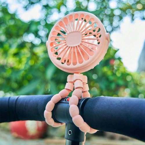 1pc Portable 8-Blade Fan - Adjustable Flexible Tripod, Long-Lasting USB Rechargeable, Handheld Electric Fan - Ideal For Stroller, Travel, Outdoor Use, Durable Plastic Material, Unique Gift For Friends, Holidays, Birthdays, 500mAh, Beach Essentials, Gradua