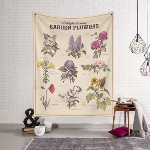 Vintage Floral Tapestry,Garden Flowers Tapestries,Botanical Aesthetic Tapestry Wall Hanging for Bedroom Living Room Dorm,40Wx60H