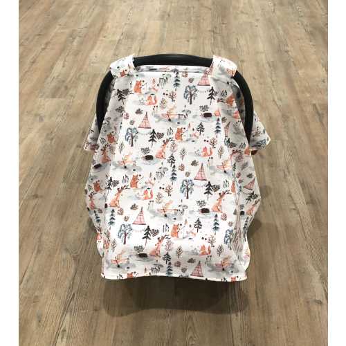 Car Seat Canopy~Woodland Animal Baby Car Seat Cover~Woodland Car Seat Cover~Boy Car Seat Cover~Girl Car Seat Coverd~Baby Gift