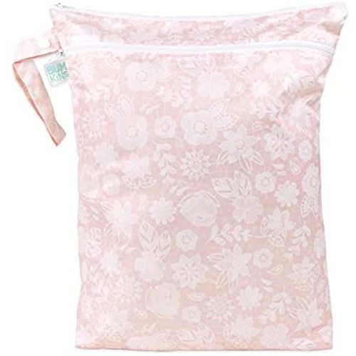 Bumkins Waterproof Wet Bag/Dry Bag, Washable, Reusable for Travel, Beach, Pool, Stroller, Diapers, Dirty Gym Clothes, Wet Swimsuits, Toiletries, 12 x 16 – Lace
