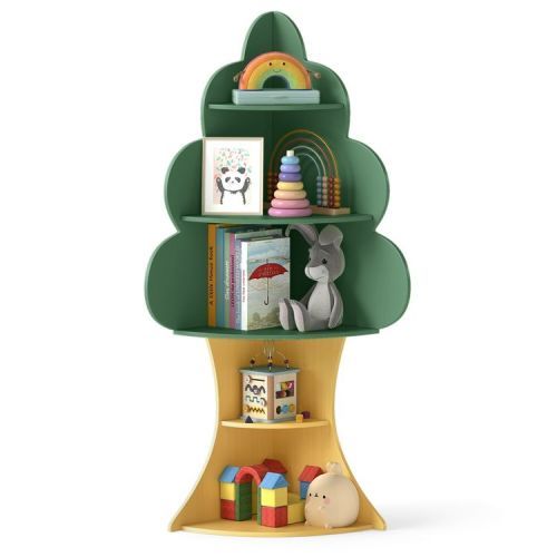 Tree Bookshelf for Kids 5-Tier Children Book Display Rack Toy Storage Organizer