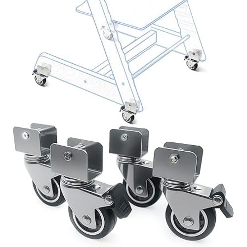 4-Pack Heavy-Duty Wheels Compatible with Stokke Tripp Trapp High Chair - 2-Inch Silent Casters with Chrome-Plated Steel Brackets, 360° Rotation, No-Scratch Design, Supports 176 lbs (1 STE)