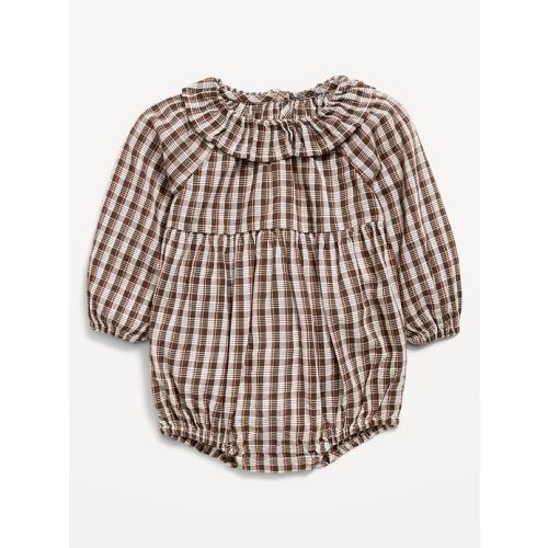 Printed Long-Sleeve Ruffle-Trim Romper for Baby