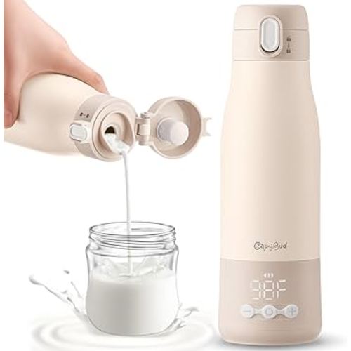 Calentador de botellas portátil para viajes, calentador de leche portátil de 12 onzas con batería de larga duración, calentamiento rápido para leche materna, fórmula, agua, control inteligente