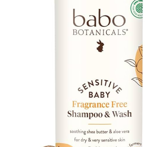 Babo Botanicals Sensitive Baby Fragrance-Free 2-in-1 Shampoo & Wash - Shea Butter, Calendula & Aloe Vera - EWG Verified - Cruelty-Free - Vegan - Pediatrician Tested - For Babies & Kids