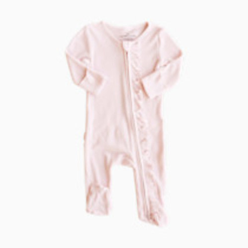 Caden Lane Bamboo Waffle Ruffle Zipper Footie - Pearl Pink, Newborn