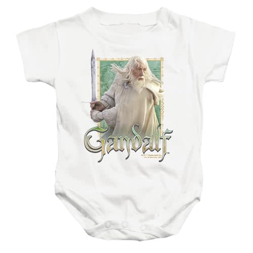 Lord of The Rings Gandalf Unisex Infant Snap Suit for Baby (6 Months) White