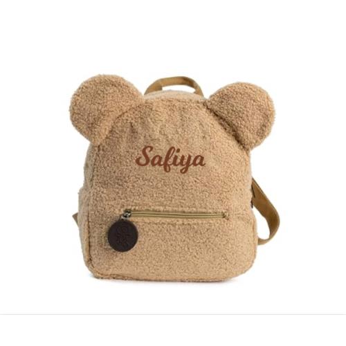 Plush Teddy Bear Backpack Personalized Cute Fuzzy Bear Ears Head Backpack Soft Fluffy Casual Sherpa Daypack Mini Shoulder Bag Purse Gifts (Khaki)