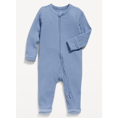 2-Way-Zip Sleep & Play Ribbed Footed One-Piece for Baby