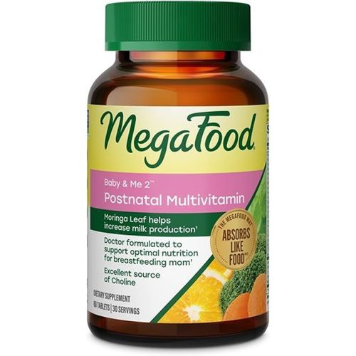 MegaFood Baby & Me 2 Postnatal Vitamins for Women with Moringa, 60 Tablets