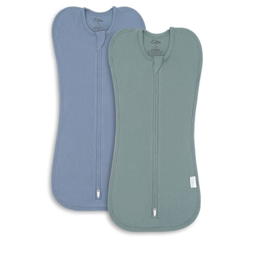 Comfy Cubs Swaddle Blanket Baby Girl Boy Easy Zipper Wrap 2 Pack Newborn Infant Sleep Sack (Small 0-3 Months, Nomadic Blue, Azul)